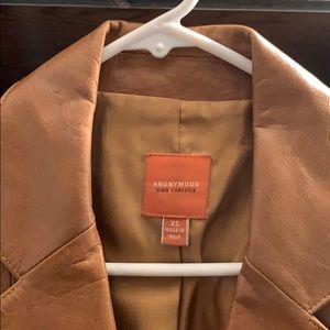 John Carlisle leather blazer Caramel color